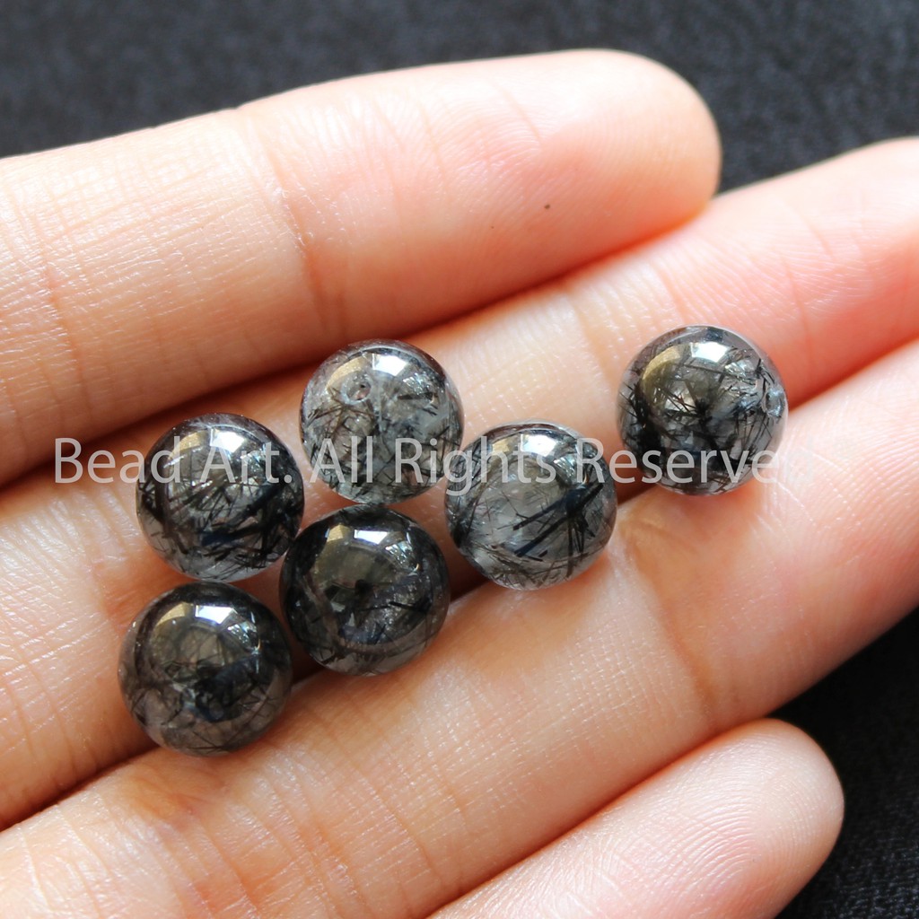Hạt Đá TA Tóc Đen 8MM, Phối Vòng Tay Phong Thuỷ, Chuỗi Hạt, Trang Sức - Hợp Mệnh Thủy, Mộc S50 - Bead Art
