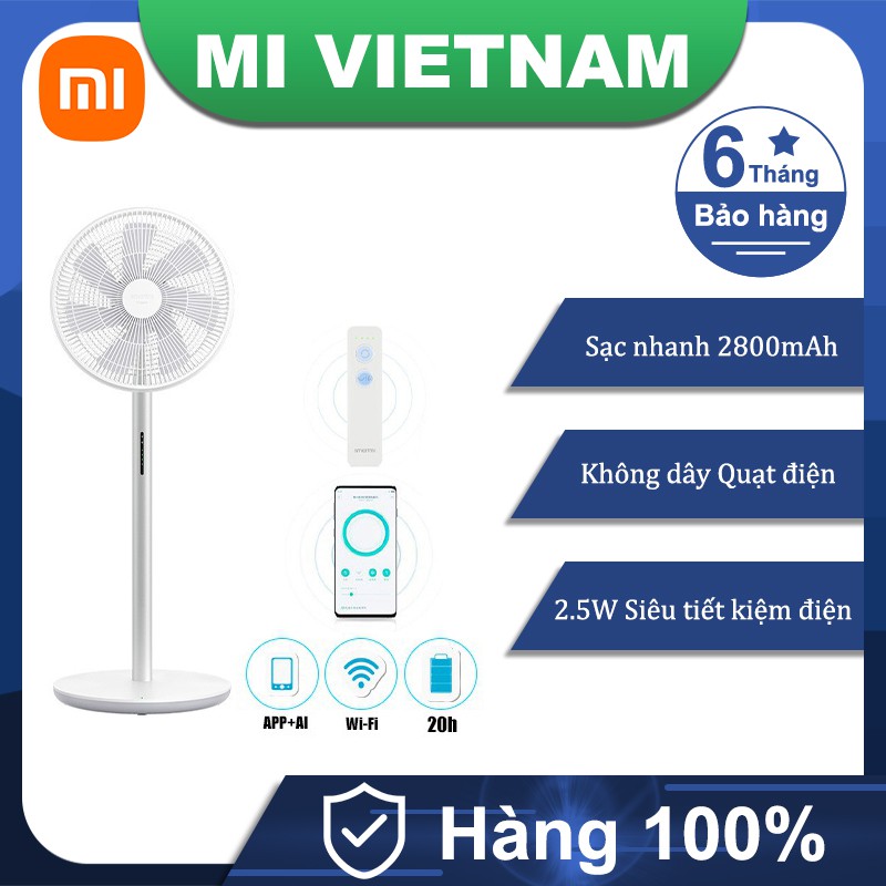 Quạt Đứng Tích Điện Xiaomi Smartmi Fan 3 Quạt không dây Điều khiển qua App thông minh Bảo hành 6 tháng