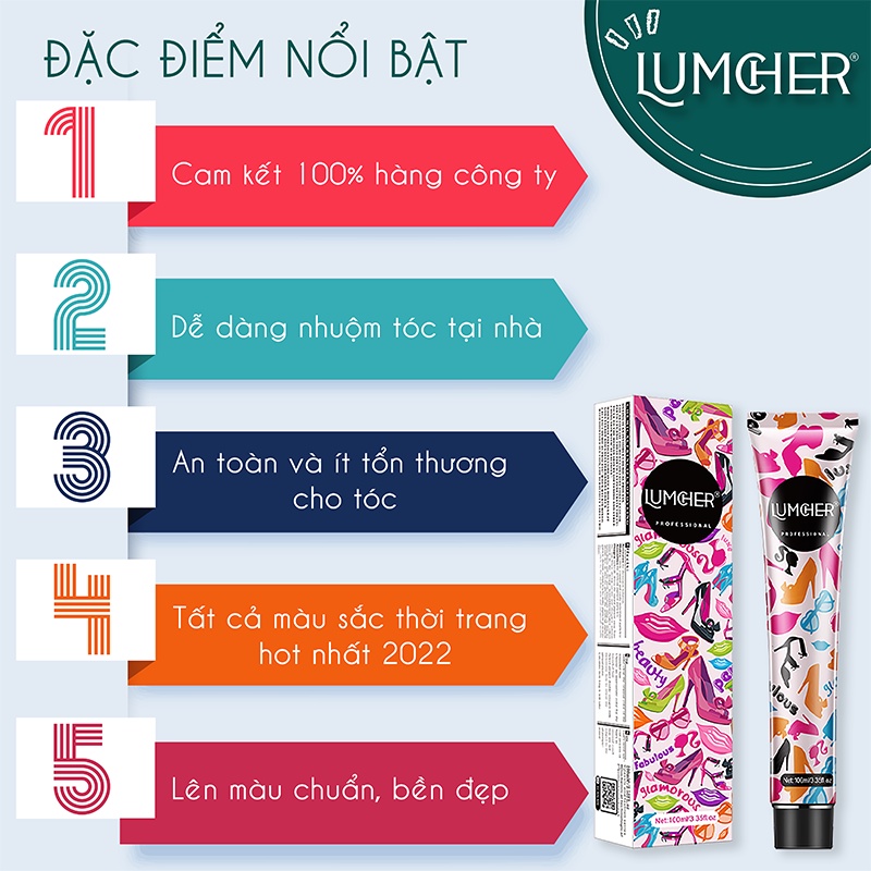 Thuốc nhuộm tóc Nâu Trà Đen không tẩy tại nhà chính hãng Lumcher LC20