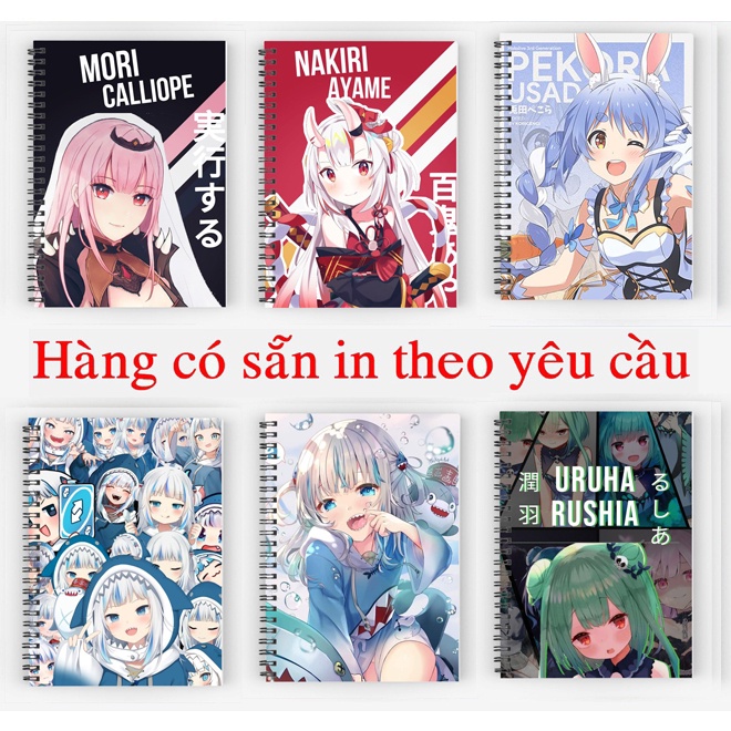 sổ tay hololive english Mori Calliope Takanashi Kiara Ninomae Ina'nis Gawr Gura Watson Amelia sổ gáy xoắn mẫu2