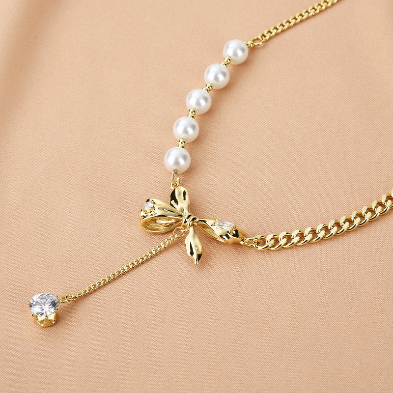 Vòng cổ Sợi Xích Phối Ngọc Trai Sang Trọng Thời Trang Cho Nữ