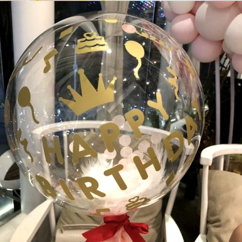 Sticker Trong Suốt Hình Bong Bóng Bay Lượn Sóng Trang Trí Sinh Nhật