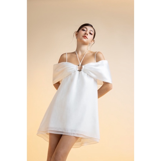 MOIRÉ - Váy suông trắng tay nơ AIMEE DRESS
