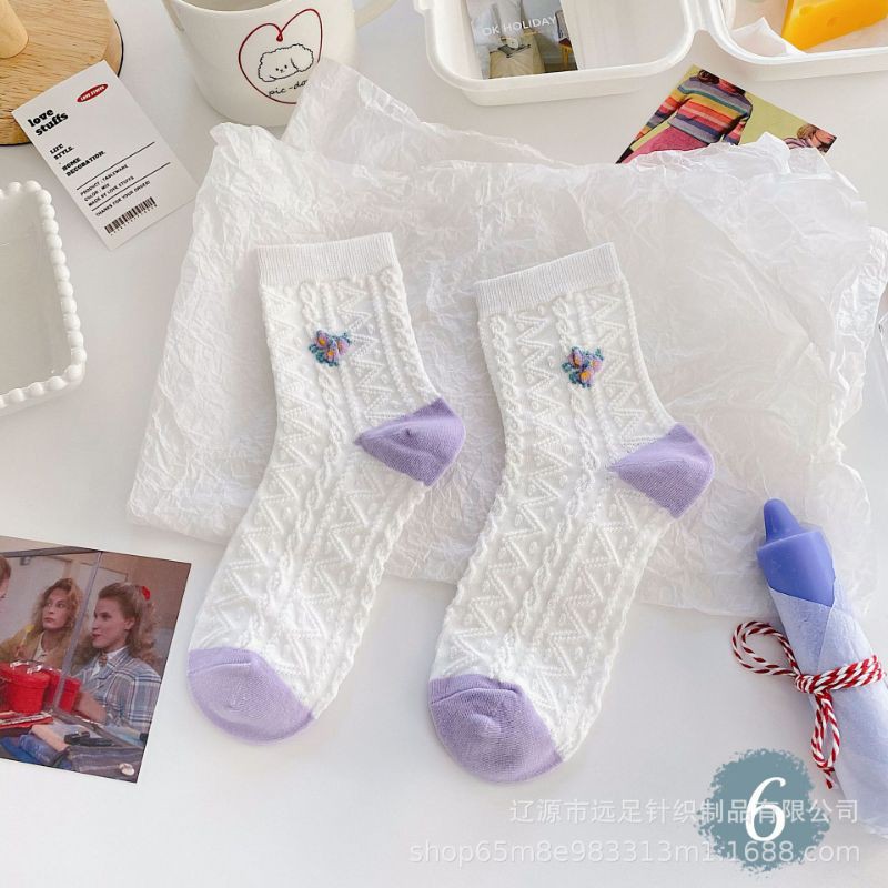 Sẵn - Set 6 đôi vớ cotton co giãn đủ màu