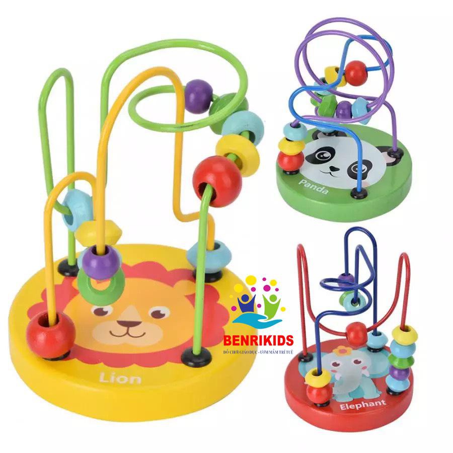 Bộ Giáo Cụ Montessori Đồng Hồ Hình Khối, Thả Hình Shape String Và Luồn Hạt Mê Cung Bằng Gỗ Cho Bé Khám Phá