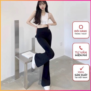 quần ống loe nữ cạp cao dáng dài legging, quần tây ống loe nữ ôm vải mềm lưng chun mặc thoải mái