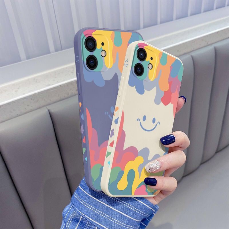 Ốp điện thoại silicon mềm chống sốc hình mặt cười màu nước cho iPhone 11 Pro Max XR X XS Max 8 7 6 6s Plus SE 2020