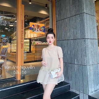 VP01 Sét bộ cộc áo phối ren chân voan Hót hít