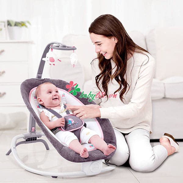 Ghế rung cao cấp gấp gọn có nhạc Mastela 6915 - 6197 - Có đồ chơi, 4 nấc điều chỉnh độ cao gọn nhẹ tiện lợi