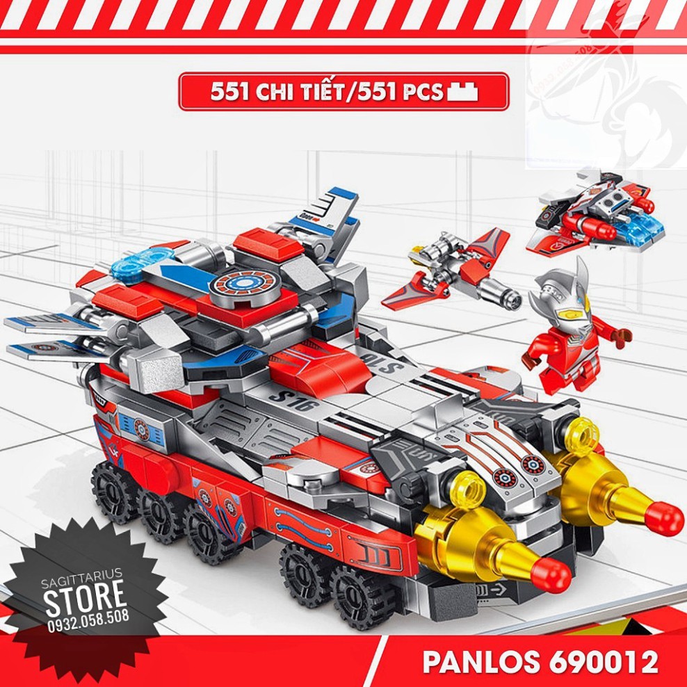 Lego Panlos 690012 Lắp Ráp Chiến Xa Ultraman 12 in 1 - Siêu Nhân Điện Quang ( 551 Mảnh ) [Hot]