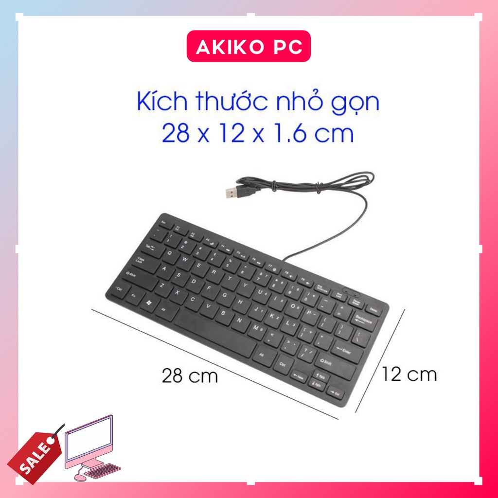 Bàn phím Mini có LED dành cho PC laptop văn phòng giá rẻ cực cute AKIKO AK64