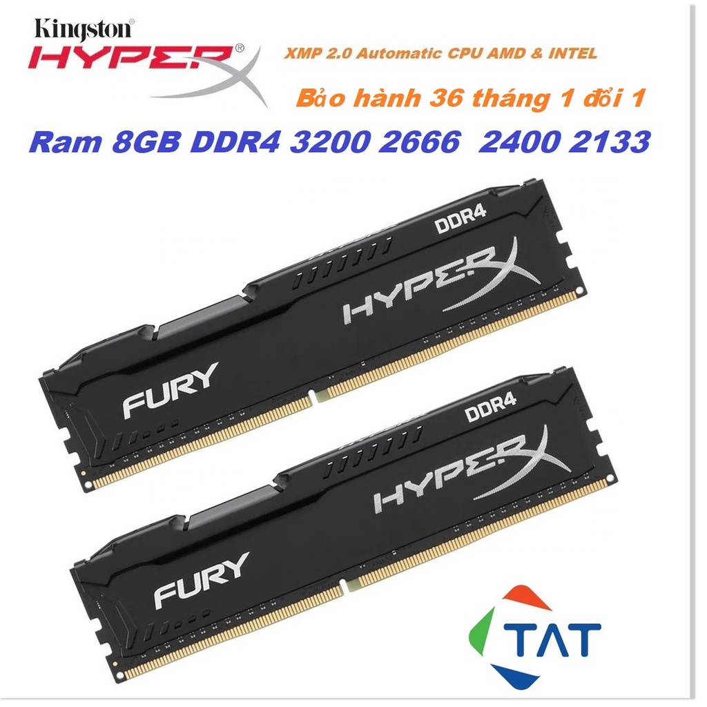 💦 Ram Kingston HyperX Fury 8GB DDR4 3200MHz 2666MHz 2400MHz 2133MHz - Bảo hành 36 tháng