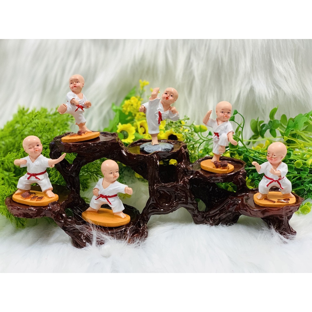 Full Set 6 tượng chú tiểu karate tọa đế 6 chân ( Hình Thật )