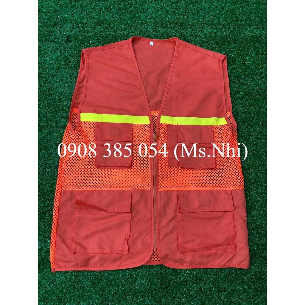 Áo khoát gile bảo hộ lao động vải kaki phối lưới thoáng mát- Hình thật