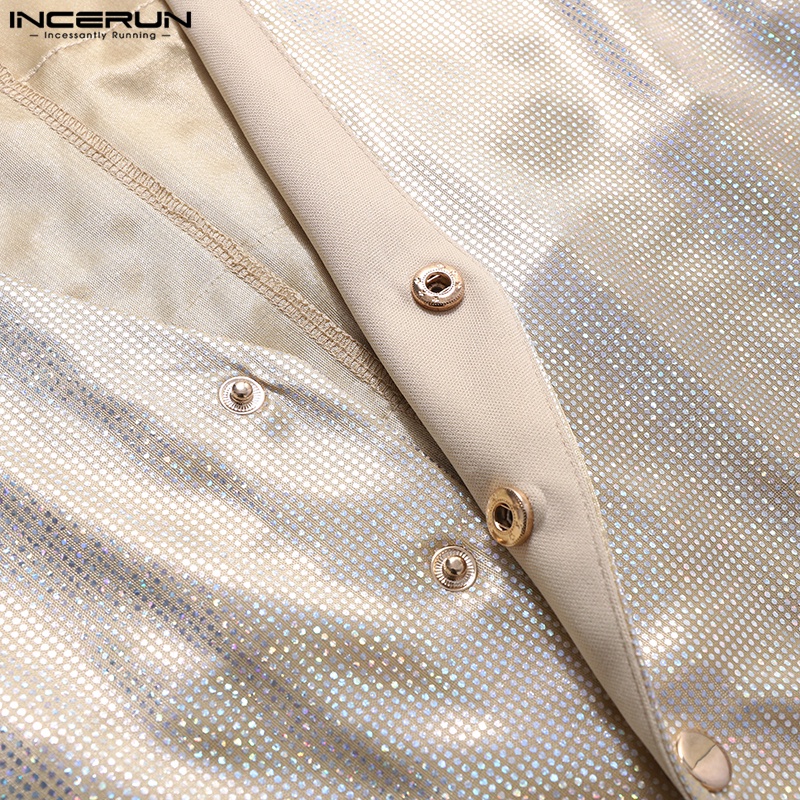 INCERUN Áo Tank Top Sát Nách Cài Nút Thiết Kế Thanh Lịch Cho Nam