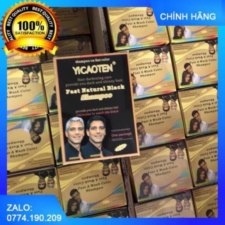 Hộp Dầu Gội Nhuộm Đen Tóc YiCaoTen - Gội Là Đen (Hộp 10 Gói Có Kèm Bao Tay) | BigBuy360 - bigbuy360.vn