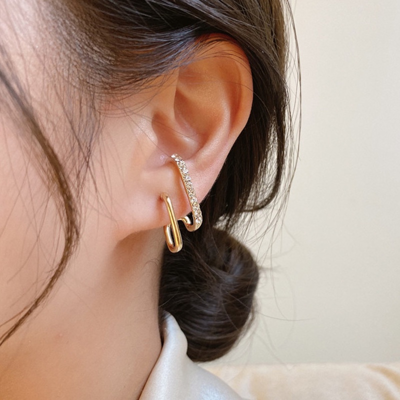 Khuyên tai hình chữ u màu vàng kiểu dáng mới phong cách Hàn Quốc