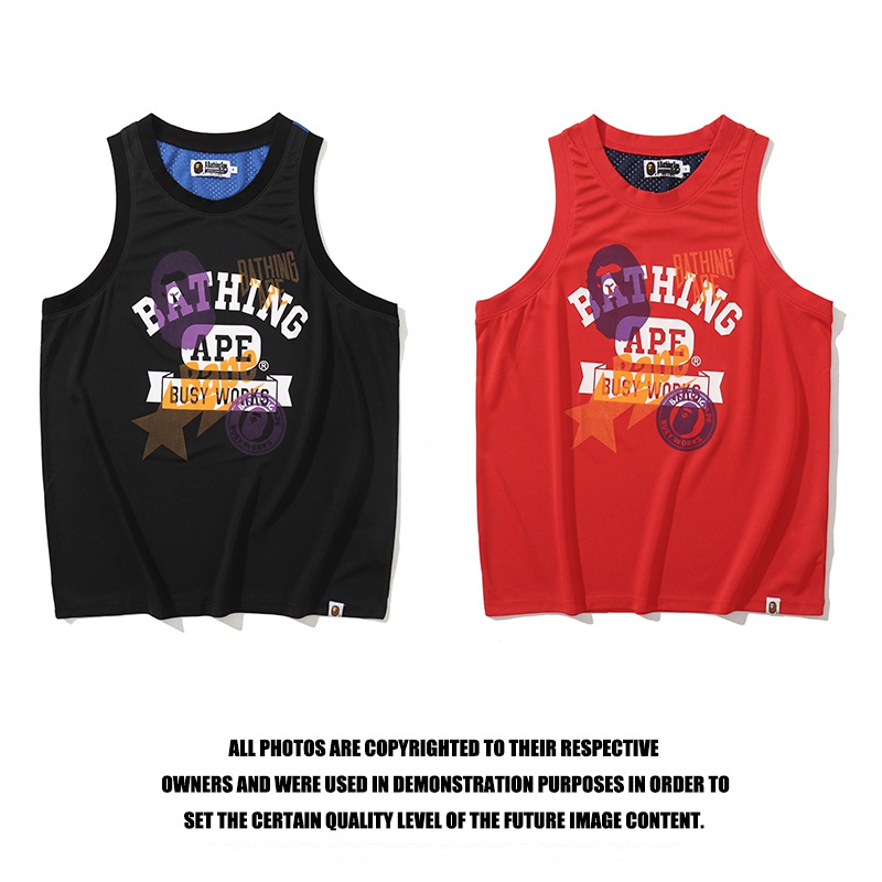 Bape Áo Ba Lỗ Chơi Bóng Rổ In Họa Tiết Thời Trang