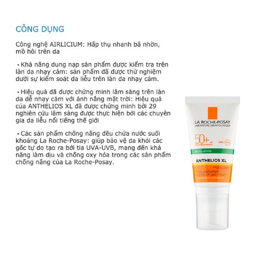 LA ROCHE-POSAY Kem Chống Nắng Cho Da Dầu Anthelios XL Dry Touch Gel Cream SPF50+ Sunscreen 50ML SeeMe Beauty BC-004