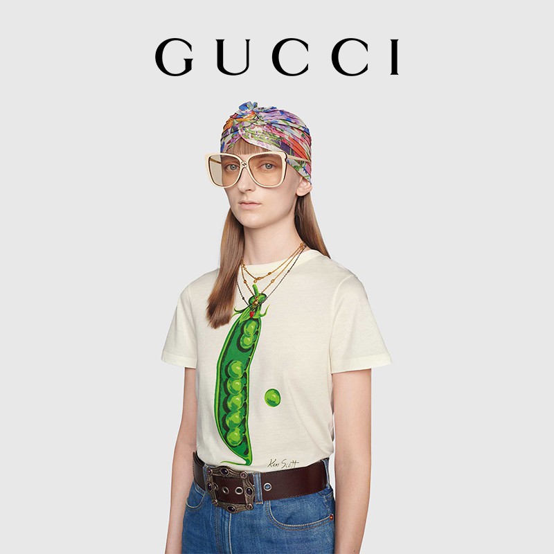 Áo Thun In Họa Tiết Gucci / Ken Scott Nghệ Thuật Hợp Thời Trang