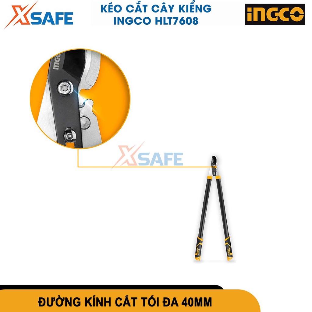 Kéo cắt cành cộng lực Ingco HLT7608 760mm, thép carbon xử lý nhiệt, sơn chống gỉ, kìm cắt cành cộng lực - chính hãng