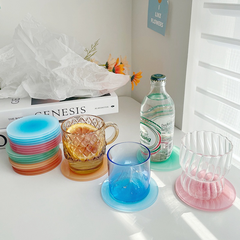 Miếng Lót Ly Tròn Màu Gradient Bằng Acrylic Dùng Làm Đạo Cụ Chụp Ảnh