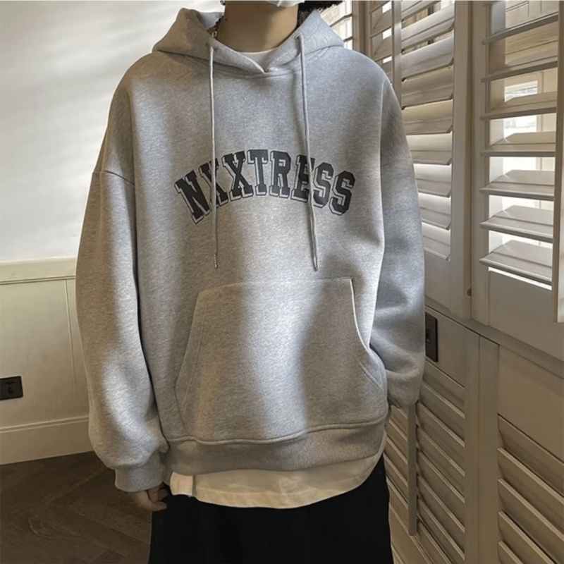 Áo hoodie Dáng Rộng In Chữ Phong Cách Hàn Quốc Thời Trang Chất Lượng Cao size M-5XL Dành Cho Nam