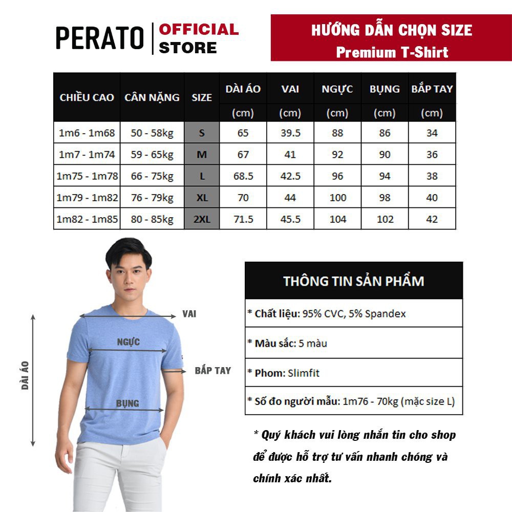 Áo Thun Nam Ngắn Tay PERATO (6 Màu), Chất Liệu Cotton Mềm Mại, Thấm Hút Nhanh Chóng, Bền Màu (TSOP21023) | BigBuy360 - bigbuy360.vn
