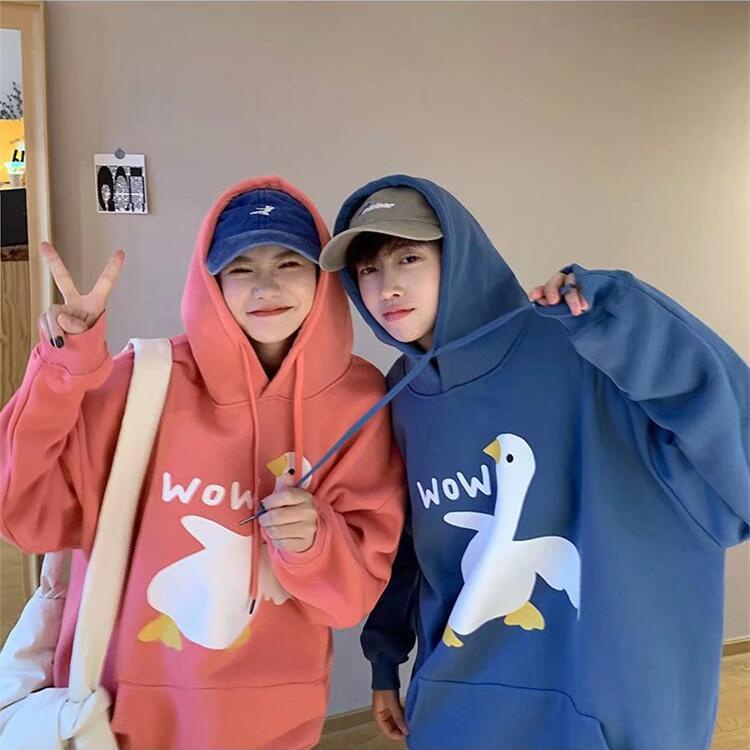 Áo hoodie dáng rộng in họa tiết hoạt hình phong cách Hàn Quốc thời trang cho nam và nữ size M-5XL