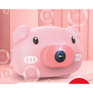 Đồ chơi Máy ảnh thổi bong bóng tự động có nhạc hình chú heo hồng đáng yêu cho bé