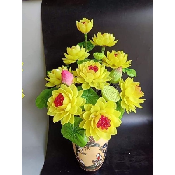 Nguyên liệu đầy đủ làm mẫu hoa sen pha lê đá(k gồm bình)