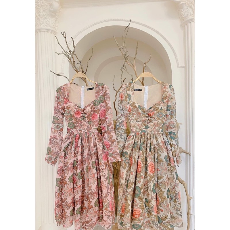 BÁN SỈ VÁY HOA VOAN TƠ CÚP NGỰC 2M CHO NỮ