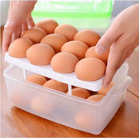 Hộp đựng trứng gà, vịt 2 tầng 24 quả tiết kiệm diện tích tích trữ lương thực cho mùa dịch