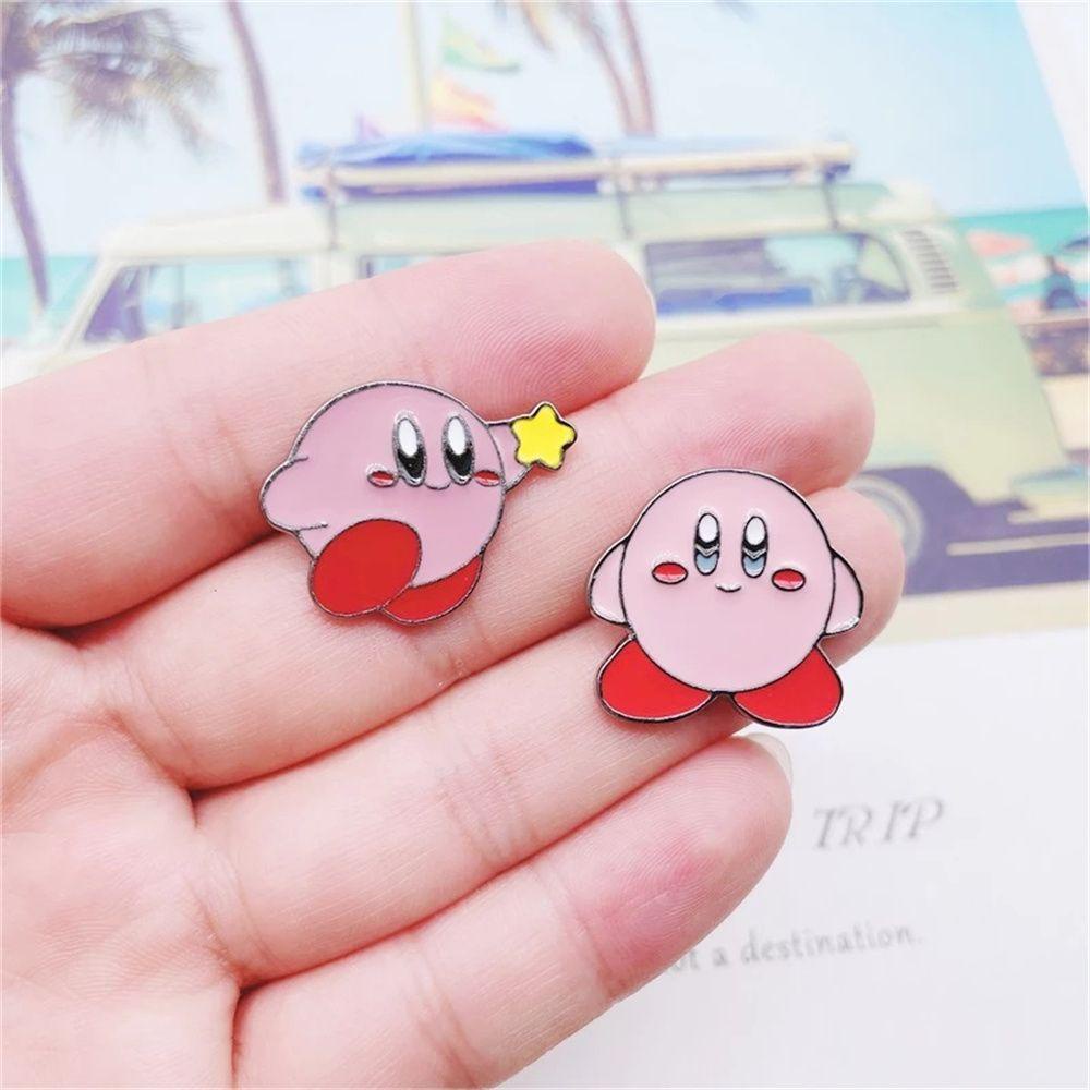 Trâm Cài Áo Kim Loại Tráng Men Màu Hồng Hình Kirbyy Hoạt Hình Cho Fan Hâm Mộ