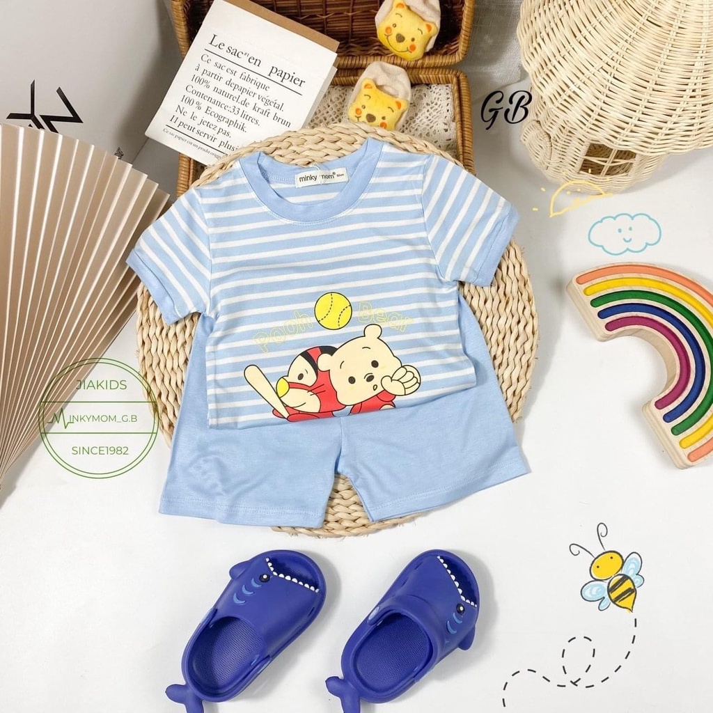 Bộ Quần Áo Ngắn Tay Minky Mom, Vải Thun Lạnh Thoáng Mát, In Hoạ Tiết Hoạt Hình - Mã:  MMCT7
