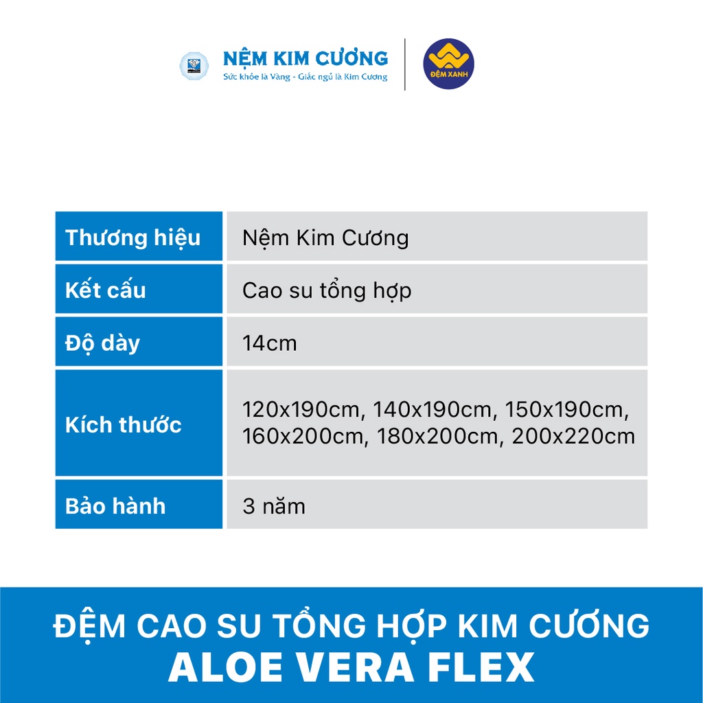 Đệm cao su non Kim Cương Aloe Vera Flex