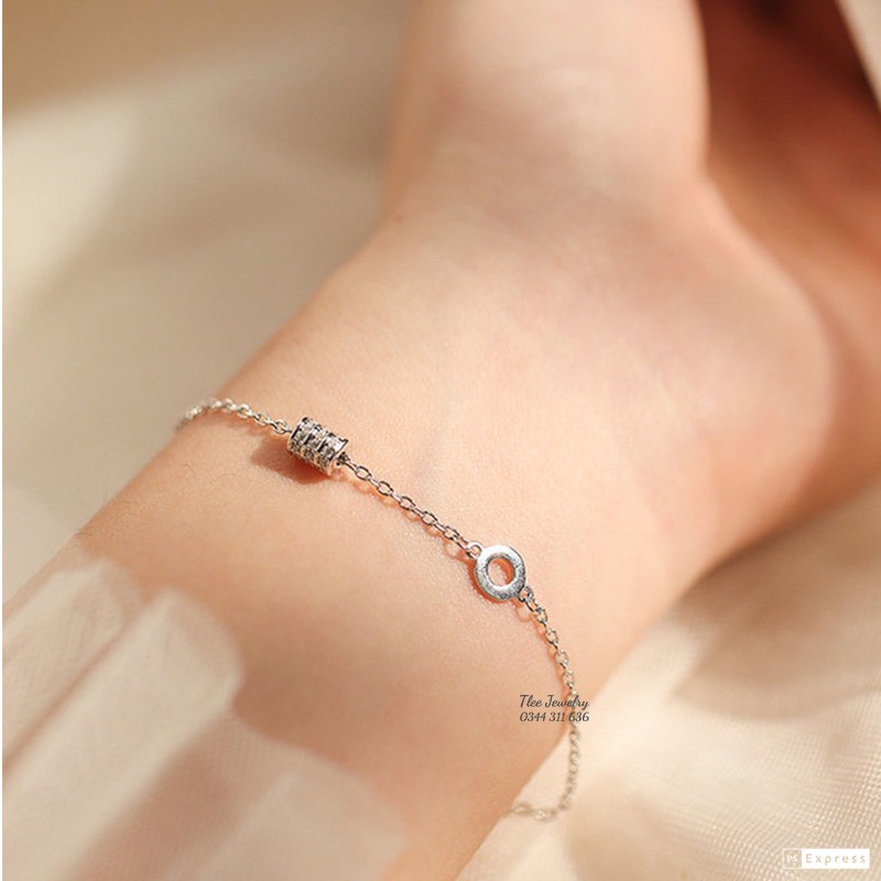 Lắc tay bạc nữ TLEE hình khối nạm đá bạc 925 cao cấp TleeJewelry LT0142