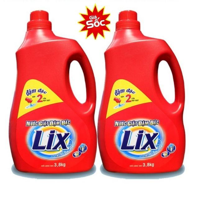 Nước Giặt LIX 3.8 kg ??Tẩy Sạch Vết Bẩn?? Dùng Cho Giặt Tay Và Máy GIặt(ĐỎ/Cam)