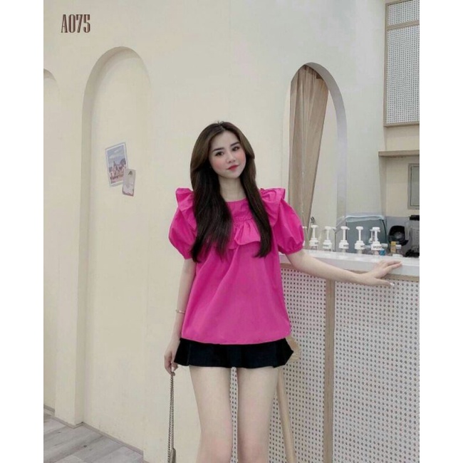 Set áo đũi tay phồng chân váy giả quần có lót | BigBuy360 - bigbuy360.vn