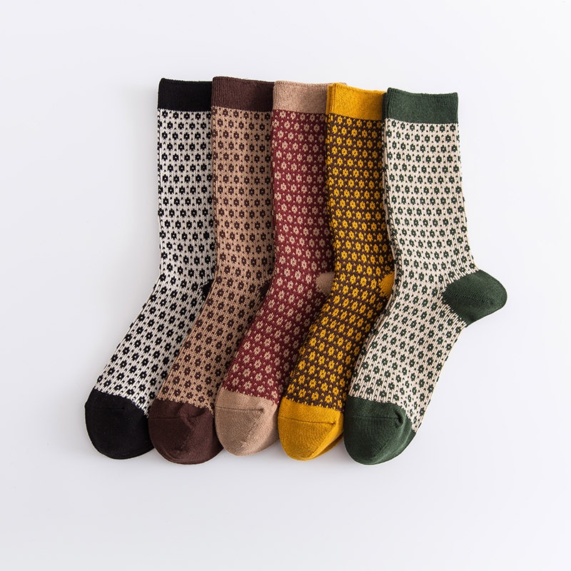 Set 6 Đôi - Tất Nữ Cổ Cao Cao Cấp MISSKING - Chất Liệu Cotton Mềm Đi Mát - Họa Tiết Hoa Nhỏ