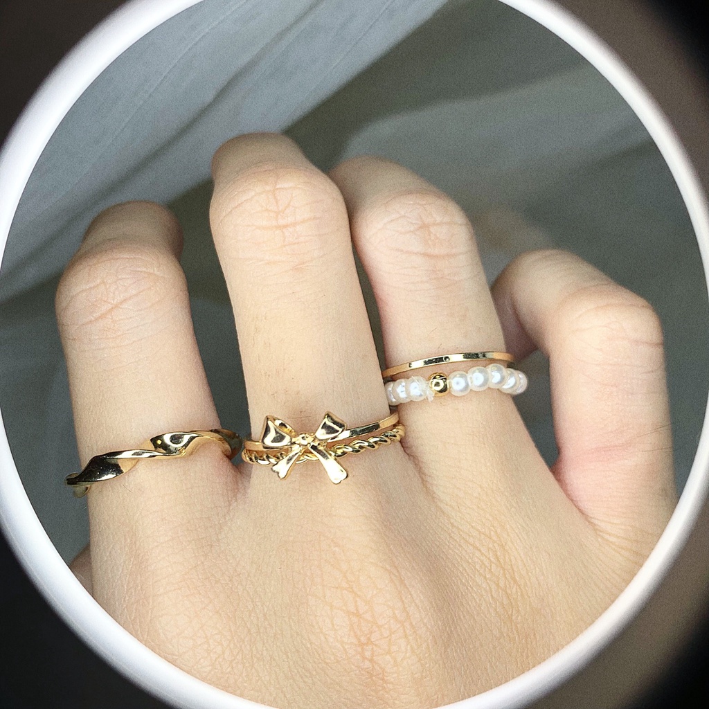 Set nhẫn 5 món kiểu mảnh dễ thương Littlethings.sg