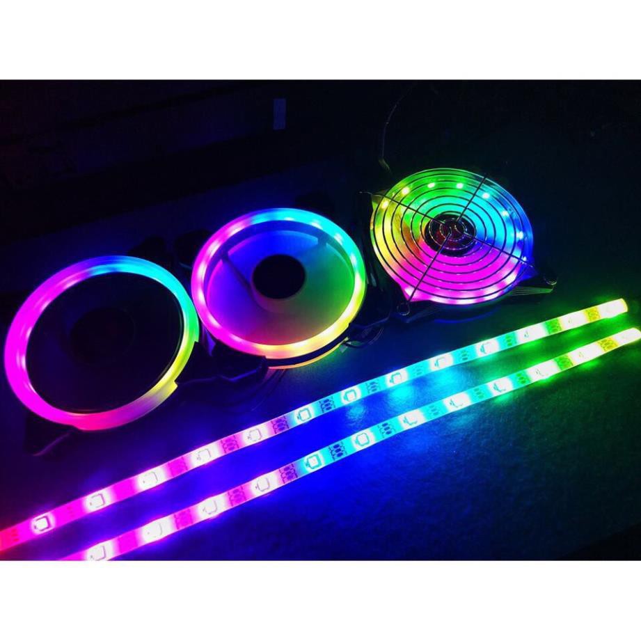 Bộ 3 fan 12cm Coolmon RGB Led Ring tặng bộ điều khiển remote led 2 vòng