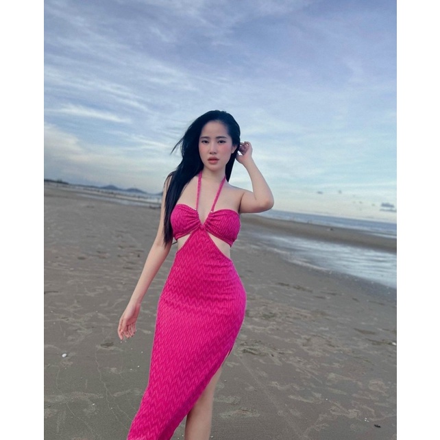 Đầm Maxxi 2 Dây Babidoll Đũi Hoa Nhí Trắng Fom Rộng