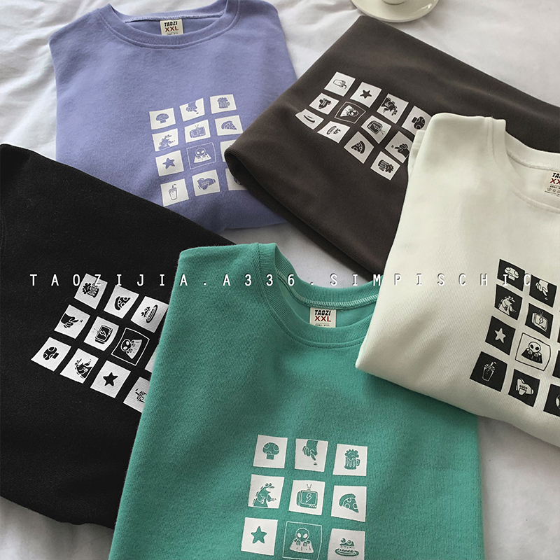 Áo thun ngắn tay dáng rộng in hình mới phong cách hàn quốc dành cho nam