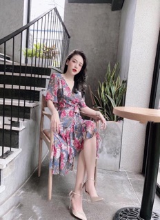 Váy voan hoa hồng cao cấp
