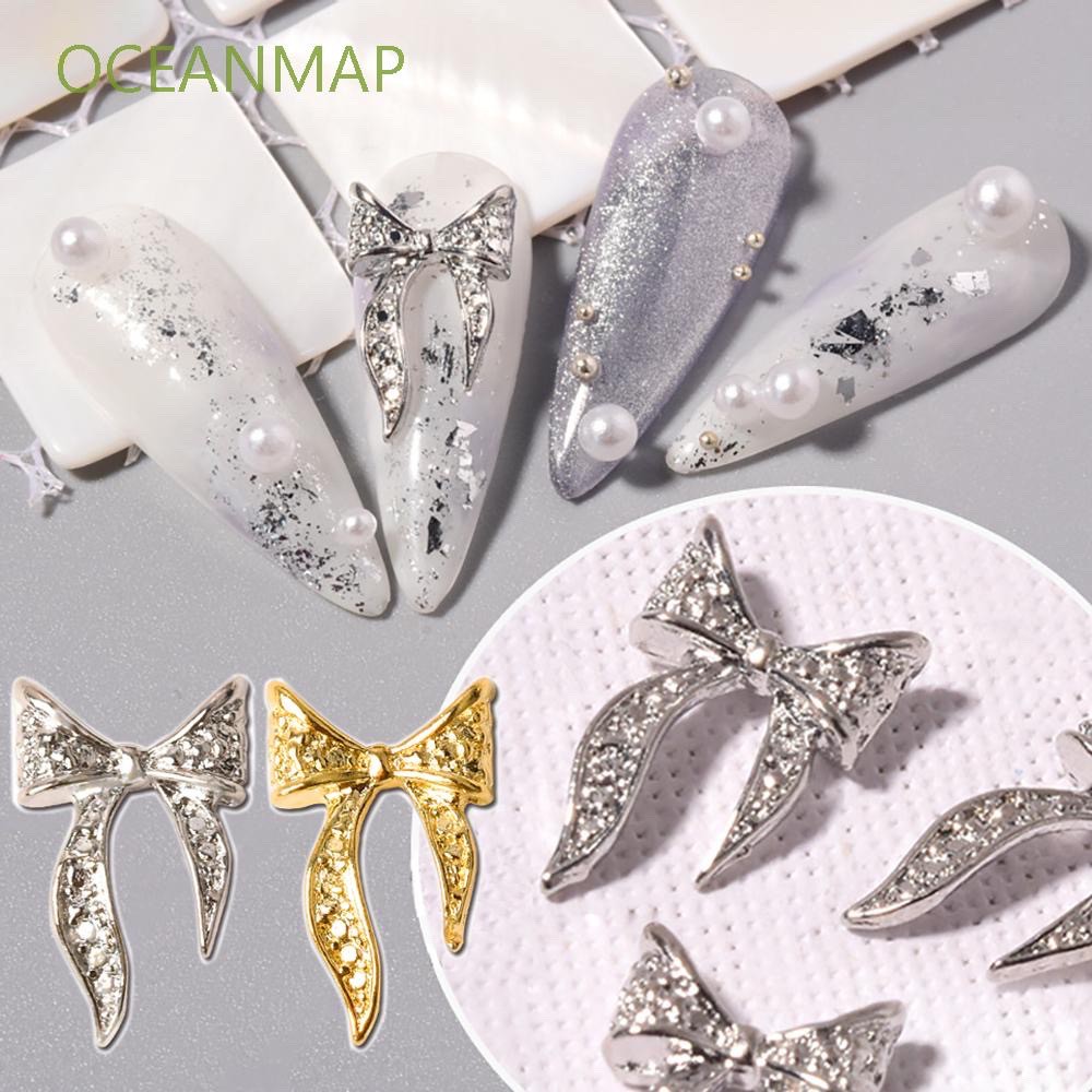 Phụ Kiện Nail - Charm Nơ Trang Trí Móng Trắng, Vàng