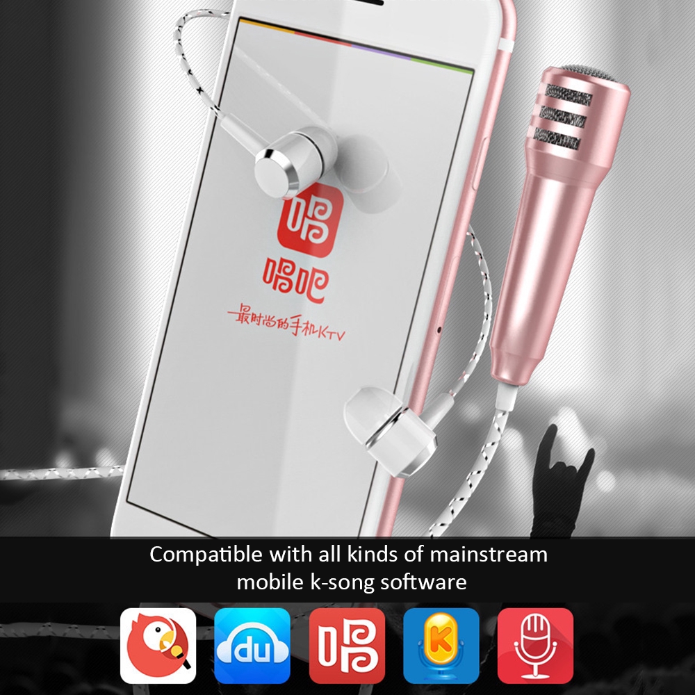 Portable 3.5mm Stereo Mic KTV Karaoke Mini Microphone Mobile Phone Universal Desktop Small Size Mic