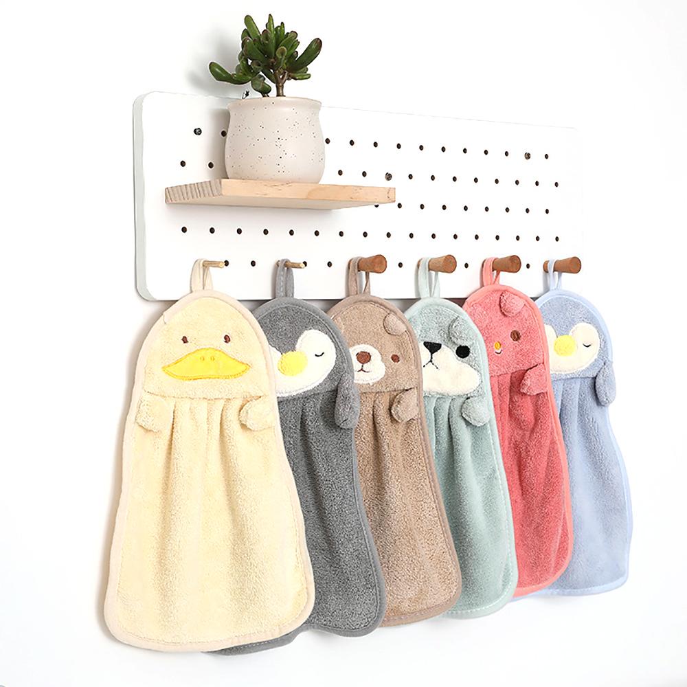 Khăn Lau Tay Bằng Sợi Micro Thấm Hút Nước In Họa Tiết Hoạt Hình Động Vật Dễ Thương Tiện Dụng Cho Nhà Bếp