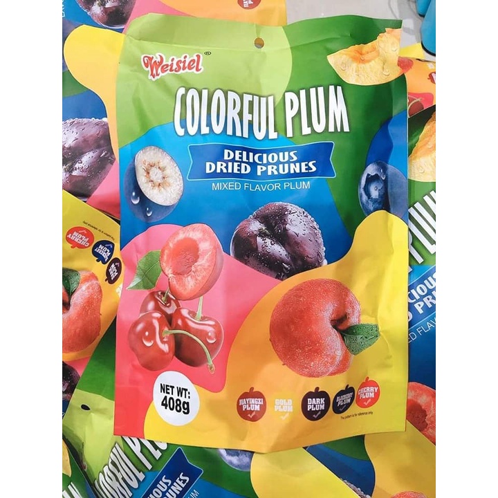 Ô mai xí muội mix nhiều loại trái cây Plum Weisiel 408g