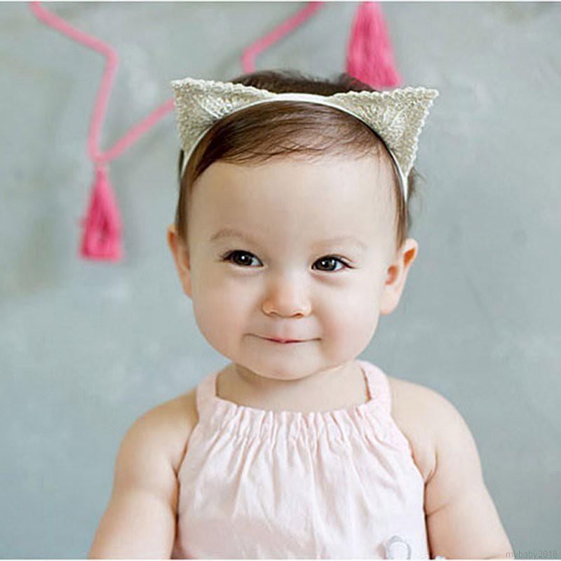 Băng đô len tai mèo dễ thương cho bé gái